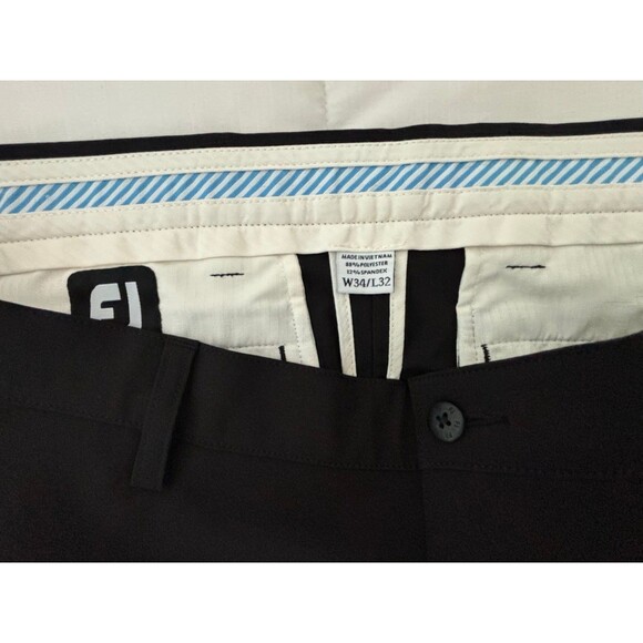 FJ FOOTJOY Black Flat Front Performance Stretch Golf‎ Pants Khakis Size 34x32 - Picture 4 of 10